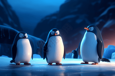 在冰上蹒跚的企鹅图片