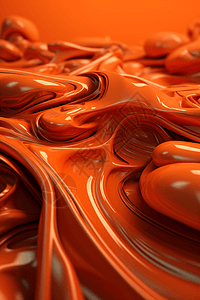 流体3D橙色抽象背景图片
