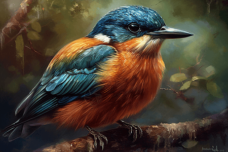 用一系列油画的不同鸟类图片
