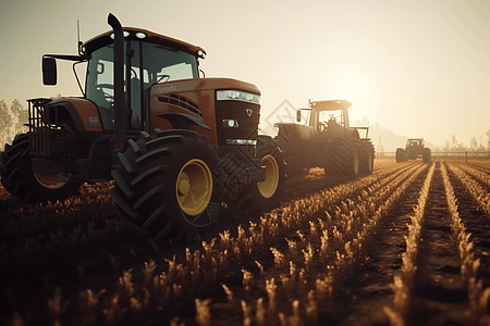 自主拖拉机的科技农业图片