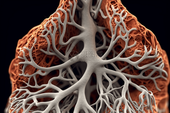 展示其结构和功能的3D肺部模型图片