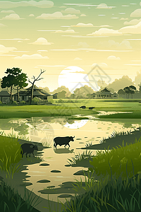 广阔的稻田风景图片
