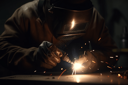 工人焊接技术的特写图片