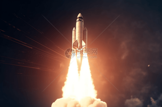 火箭轨迹3D插图图片