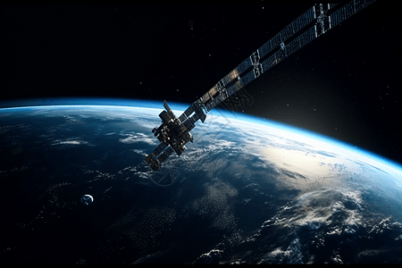 空间站绕地球运行3D图图片