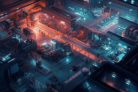 夜间的电子工厂图片
