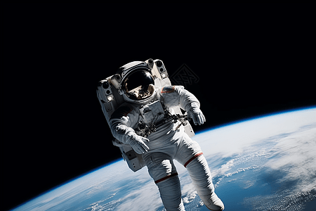 宇航员在零重力下漂浮场景图片