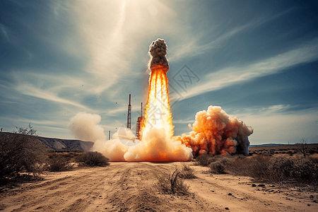 火箭向天空爆炸的场景背景图片