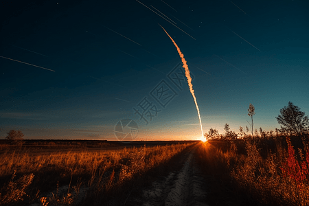 火箭划过天空高清图片