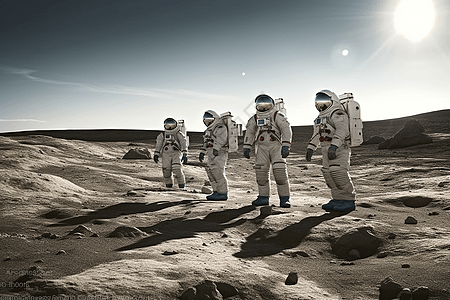 宇航员探索月球表面高清图片