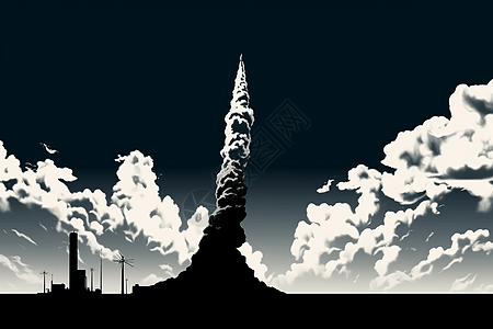 火箭升空场景剪影插图图片