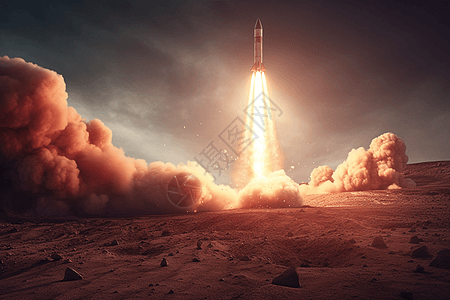 在火星环境中发射火箭图片