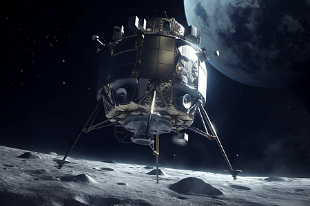 登月舱在月球的场景背景图片