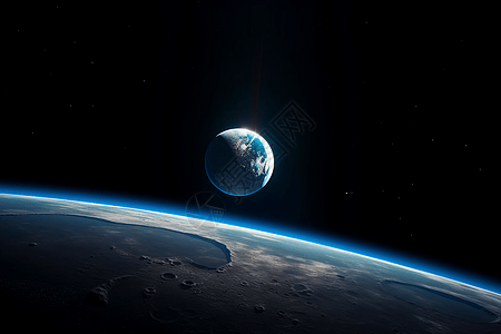 火箭绕地球飞行设计渲染图图片