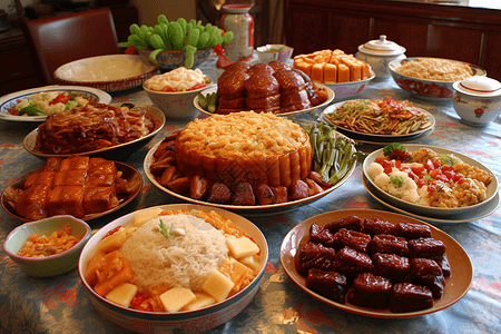 春节的传统美食背景图片