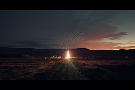 宇宙天梯黎明时火箭发射背景