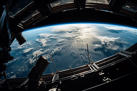 国际空间站外视觉背景图片