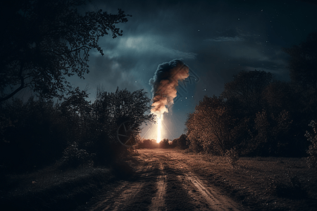 夜间火箭发射场景图片