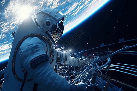 太空行走的宇航员图片