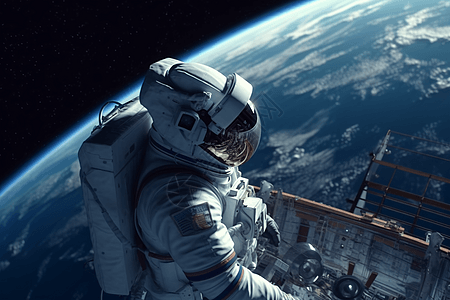 太空行走的宇航员场景图片