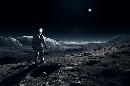宇航员独自站在月球图高清图片