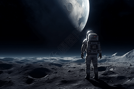 宇航员独自站在月球图片