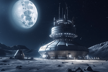 3d月球基地渲染图图片素材