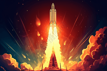 火箭从发射台场景插图背景图片