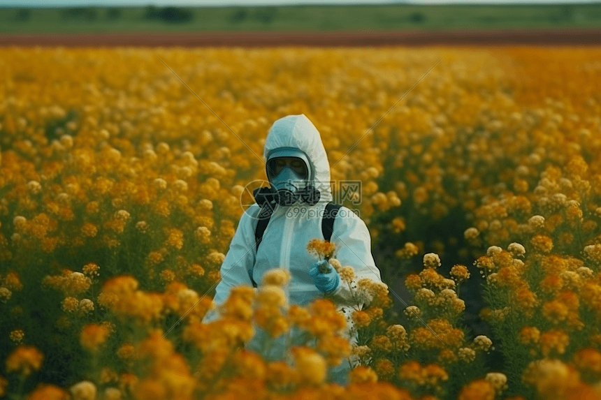 一名妇女在用杀虫剂图片