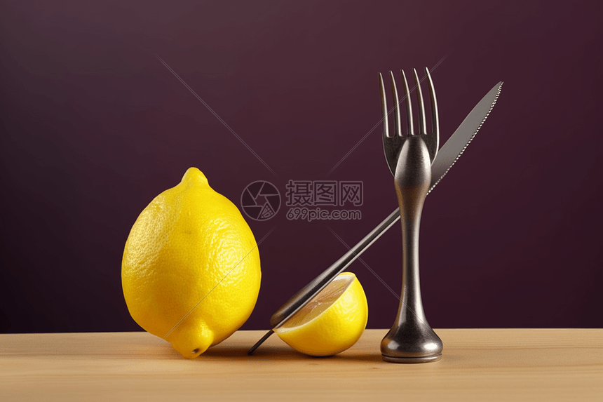 动画柠檬和刀叉图片
