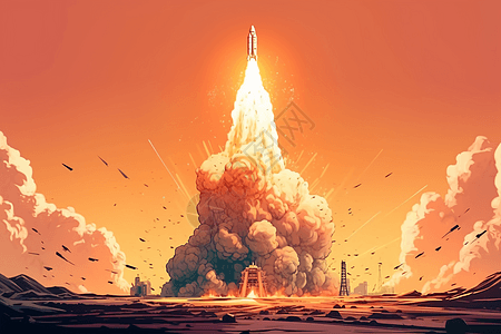 火箭发射场景插图背景图片