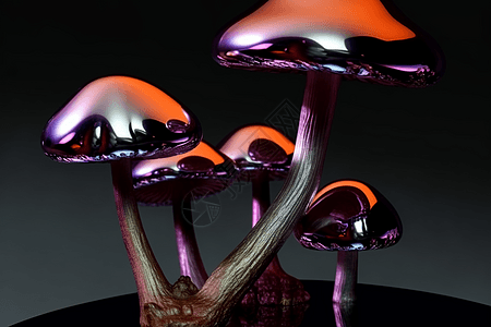 金属材质的蘑菇3D图背景图片