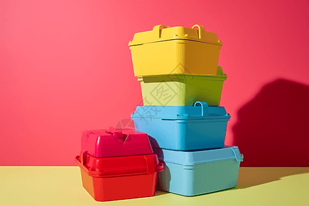 彩色饭盒图片