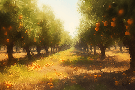 橘子果园场景插图图片