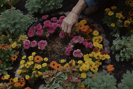 花园种植的特写图图片