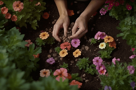 花园种植的特写图图片