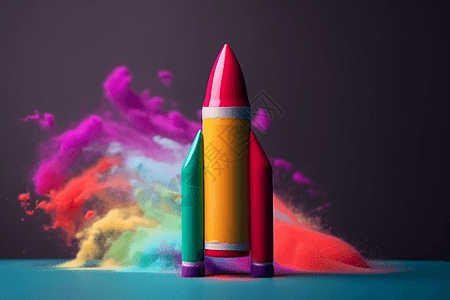 彩色火箭渲染图图片