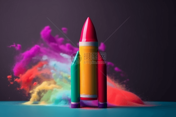 彩色火箭渲染图图片
