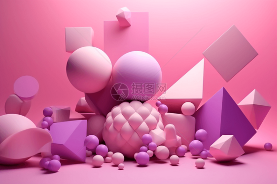 3d抽象粉红色几何形状图片