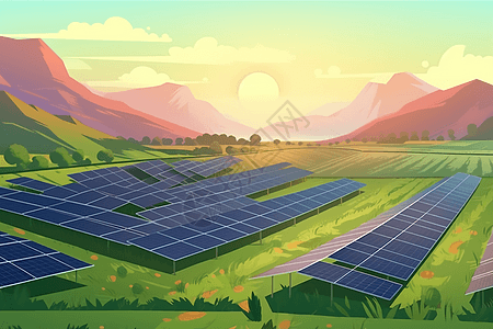 山谷里的太阳能板图片