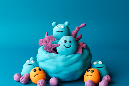 蓝色游戏面团怪物3D设计图图片