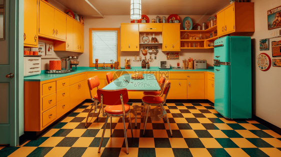 复古厨房3D设计图图片