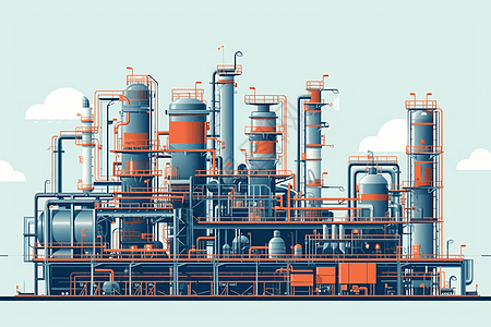 机械化工厂有机械的化工厂插画