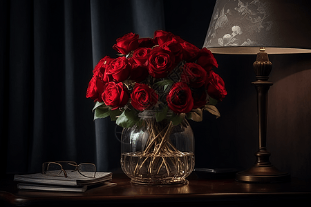 花瓶中的玫瑰花图片