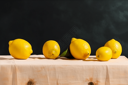 桌子上的新鲜柠檬图片