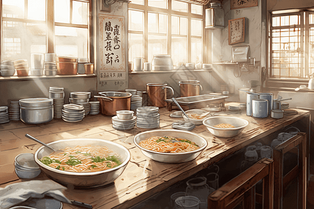 店 面面点的传统面条插画