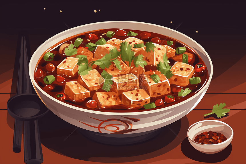 一碗芳香辛辣的麻婆豆腐图片