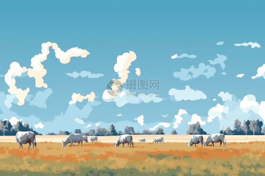 放牧牲畜的场景图片