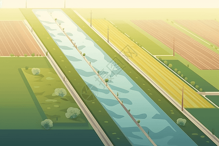 灌溉农田平面插图图片