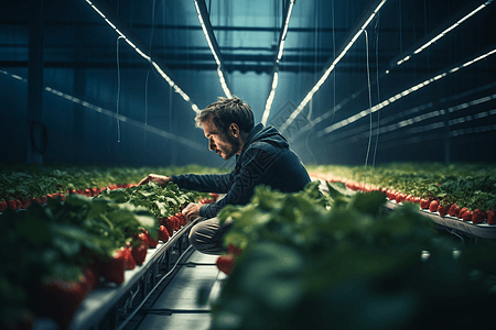 高科技温室中的植物图图片